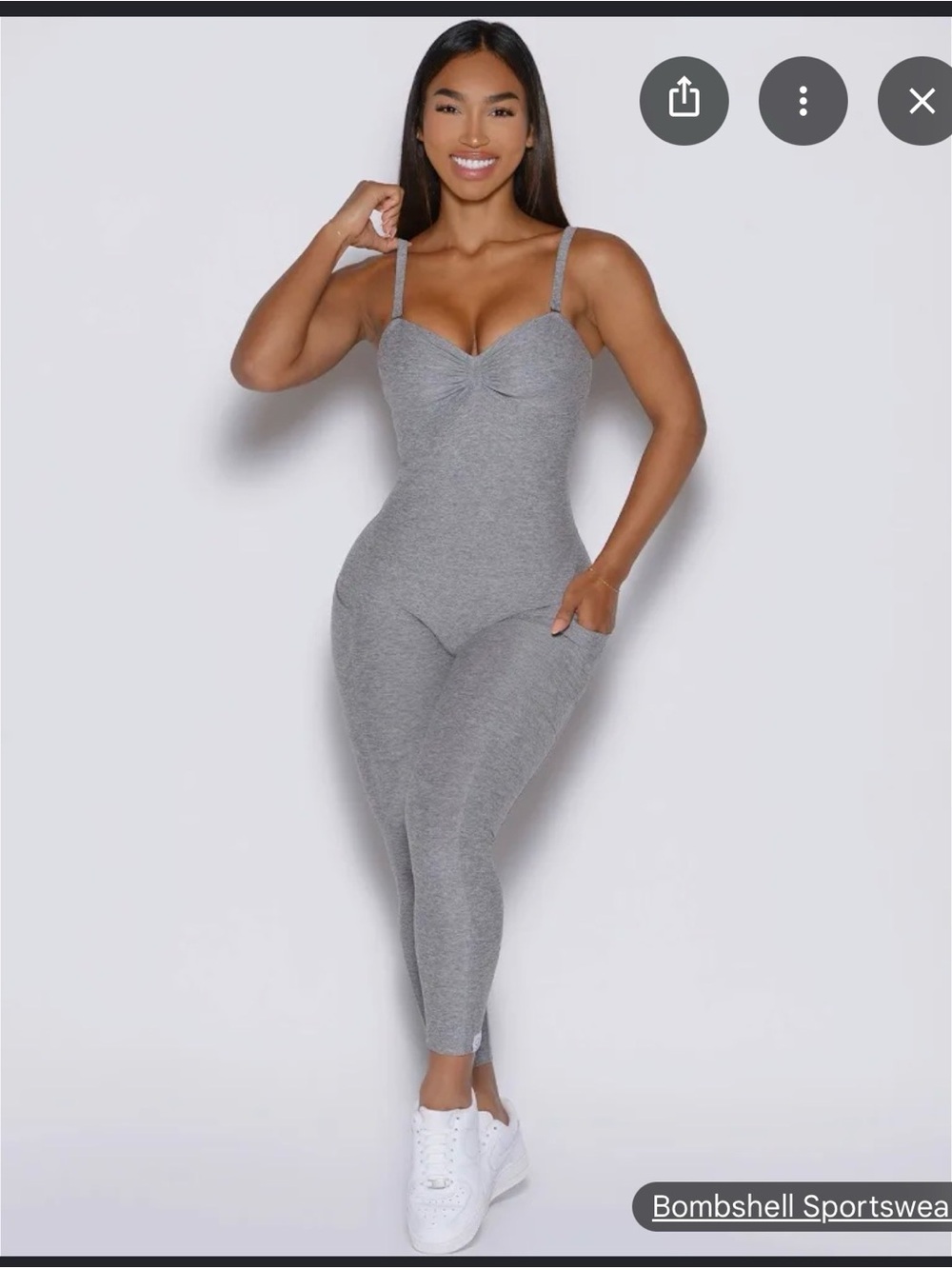 Bombshell Sportswear Gray Strapless Jumpsuit - Picture 4 of 4